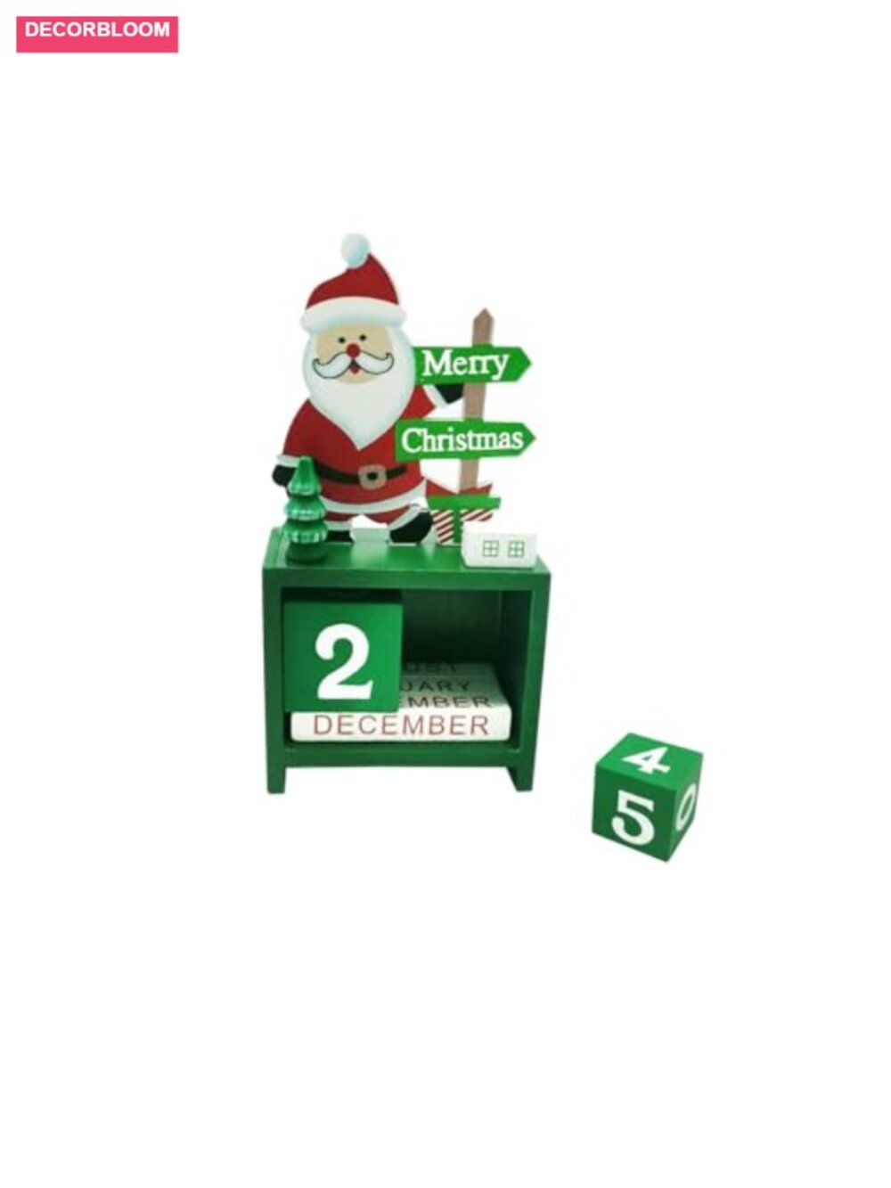 Wooden Perpetual Desk Calendar Christmas Advent Countdown Blocks Home Office